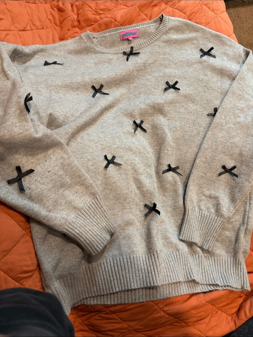 B64 Edikted Gray Bow Accent Sweater